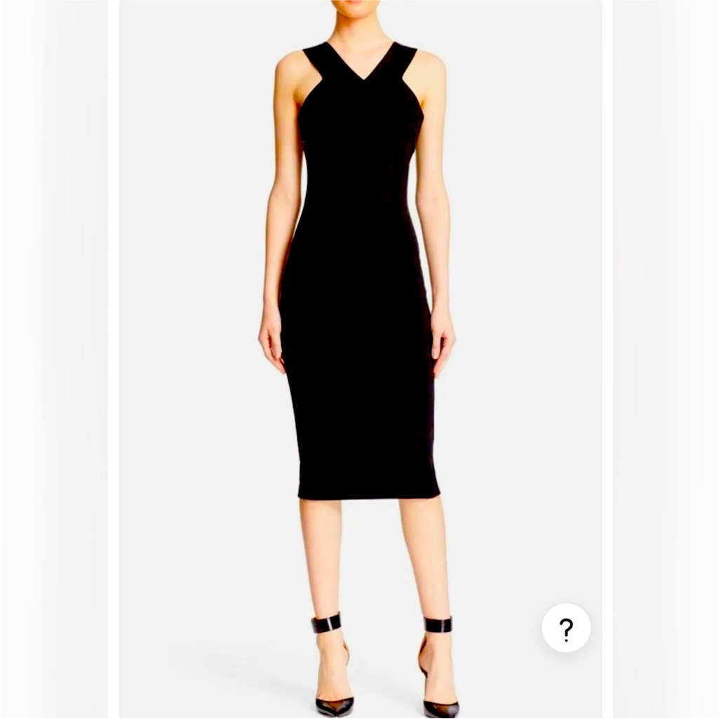 Ted Baker Black Scuba Fabric Bodycon Full Zip Black Midi Dress Sz 1 Xs